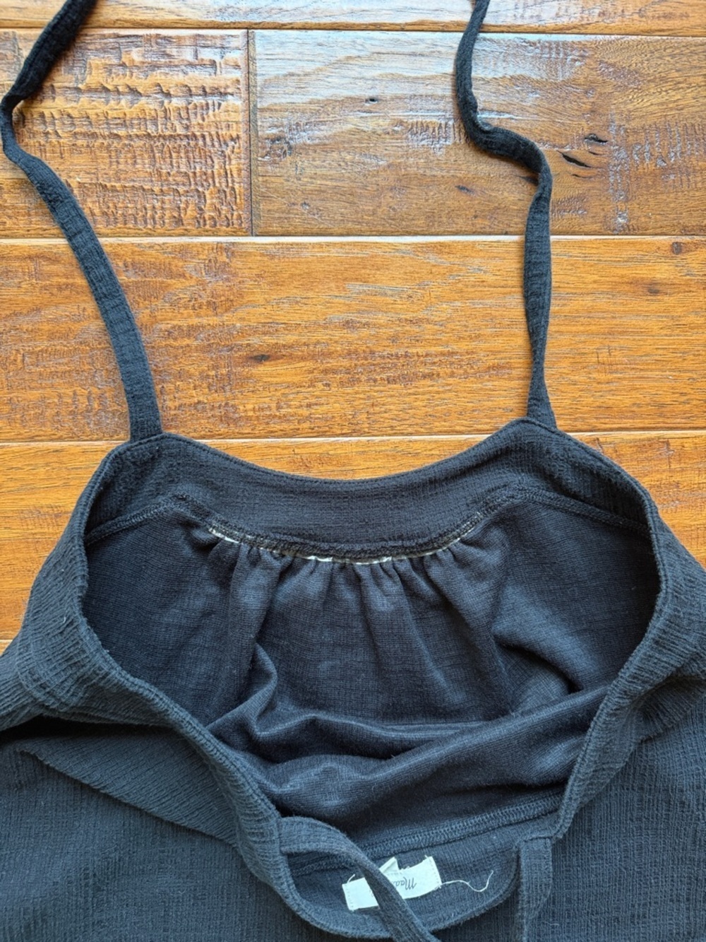 Madewell Crosshatch Tie-Strap Tank Top, Size Small, Black - Picture 7 of 7